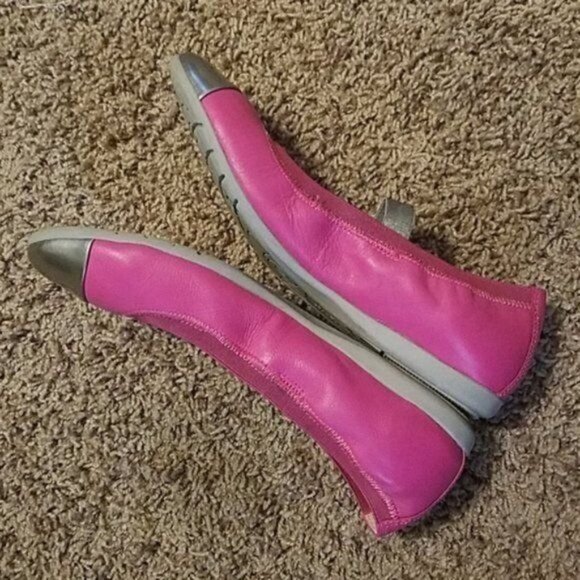 Shoes Clarks Pink Leather Ballet Flat Toe Cap Girls Size 4½ - Picture 8 of 15